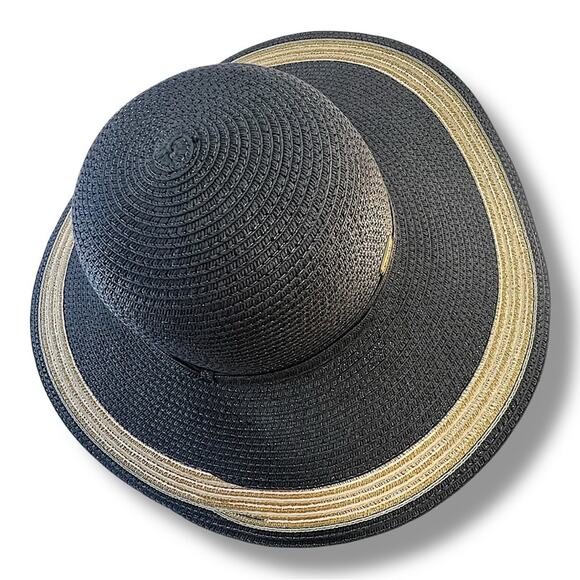 Black and Gold Metallic Elegant Wide-Brimmed Hat SUN N SAND SUNHAT main image 11